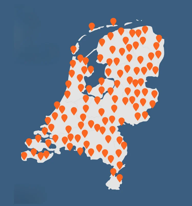 Kaart van Nederland met Keralit verkooppunten