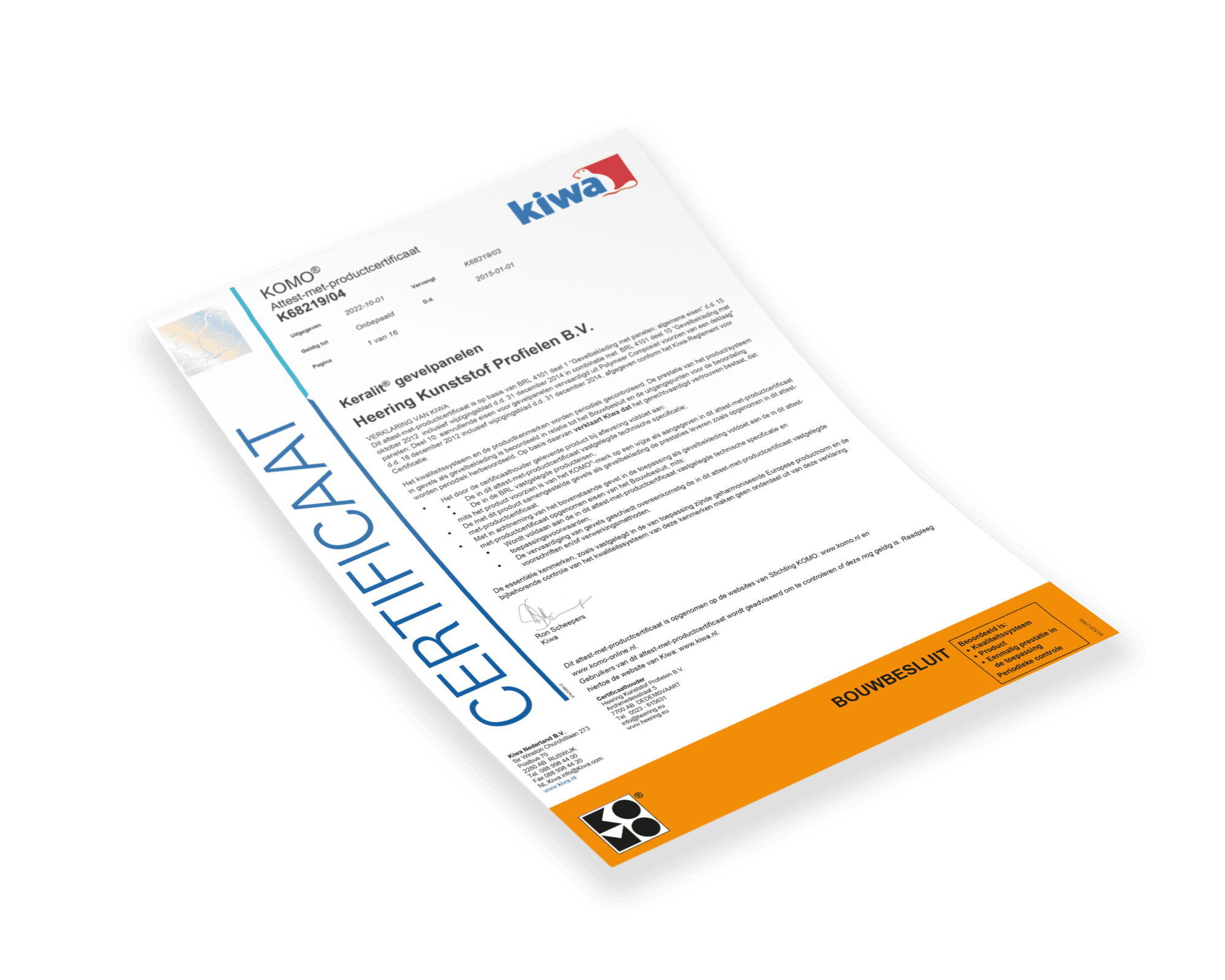 Keralit Komo certificaat