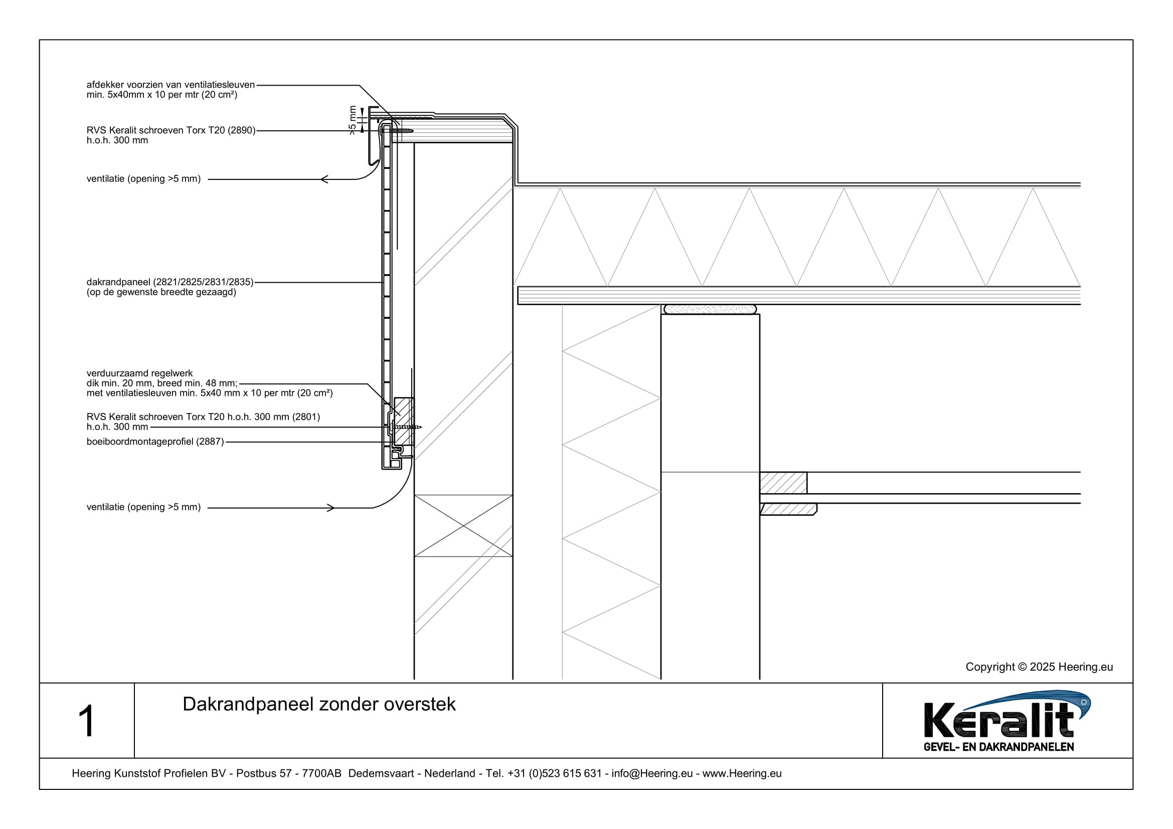 Dakrandpaneel zonder overstek