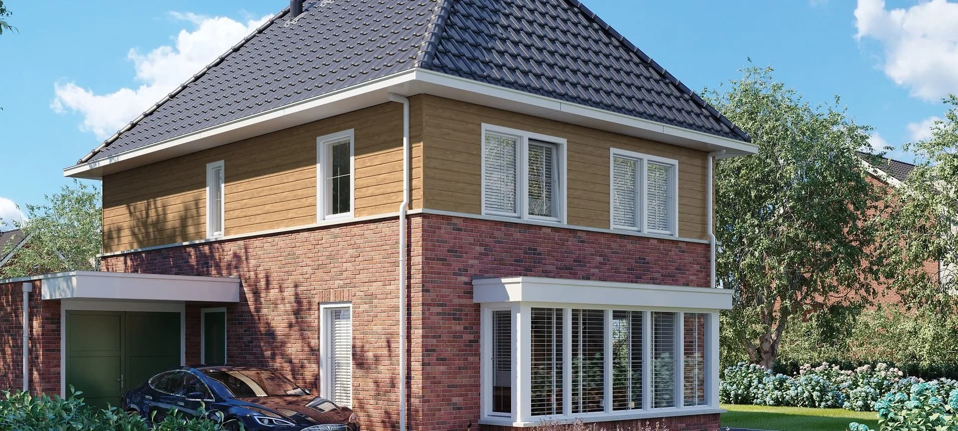 Keralit huis met sponningdeel 143 in Natuur Eiken