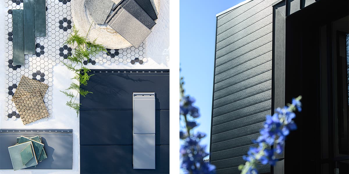 Keralit gevelbekleding moodboard sponningdeel 190 mm in zwartgrijs