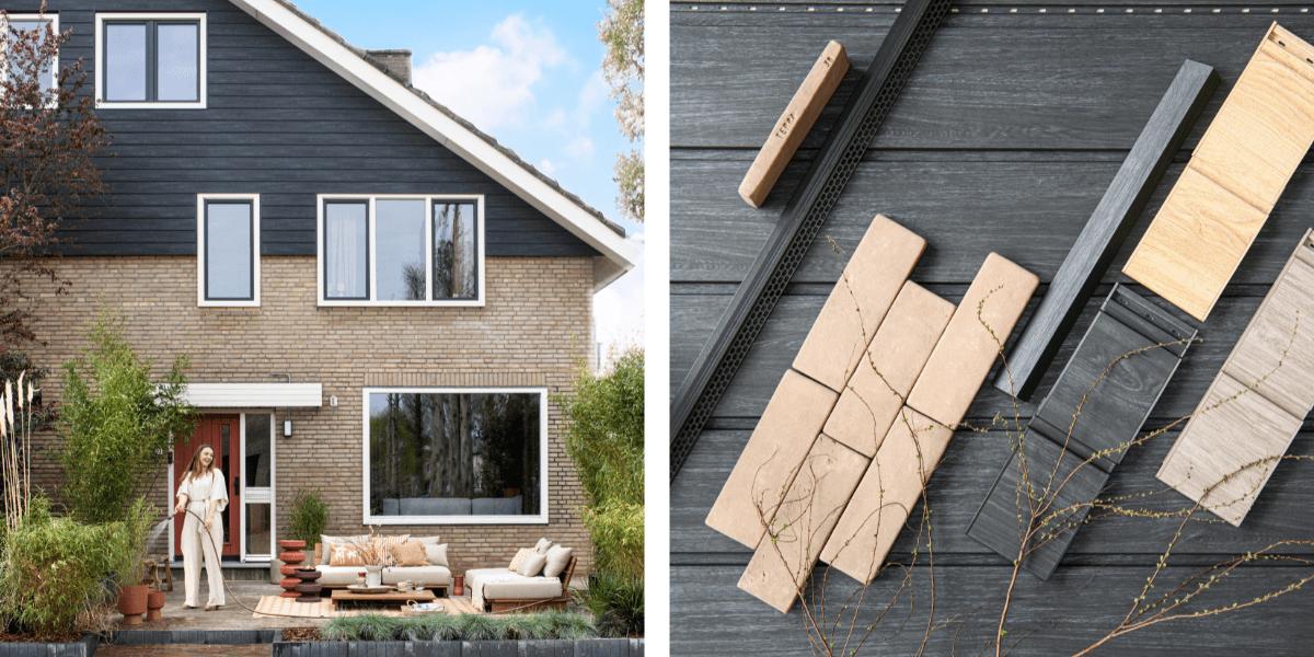 Keralit gevelbekleding sponningdeel 167 mm in zwart eiken moodboard