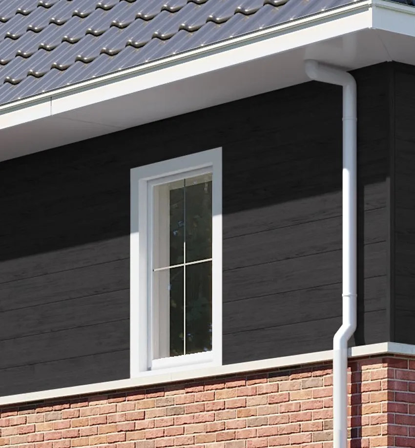 Gevelbekleding sponningdeel 190 - Zwart Eiken huisaanzicht