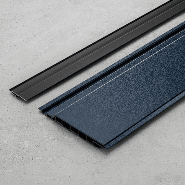 Keralit gevelbekleding sponningdeel 143 mm in Staalblauw met shadowline